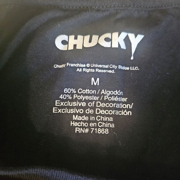 Chucky Child's Play T-Shirt‎ Horror Movie Tee Knit Embroidered Face Halloween M - Picture 5 of 5